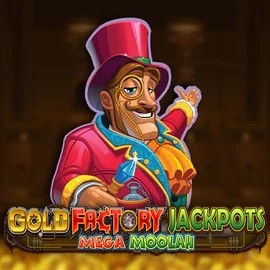 Gold Factory Jackpots Mega Moolah slot visual from Aurum Signature Studios available on spinolocoo.eu.com