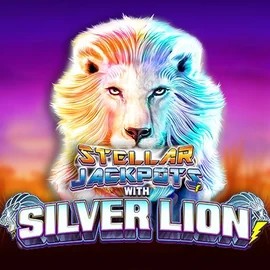 Official Jackpots logo: Stellar Jackpots with Silver Lion by Lightning Box Game at Spinoloco Casino